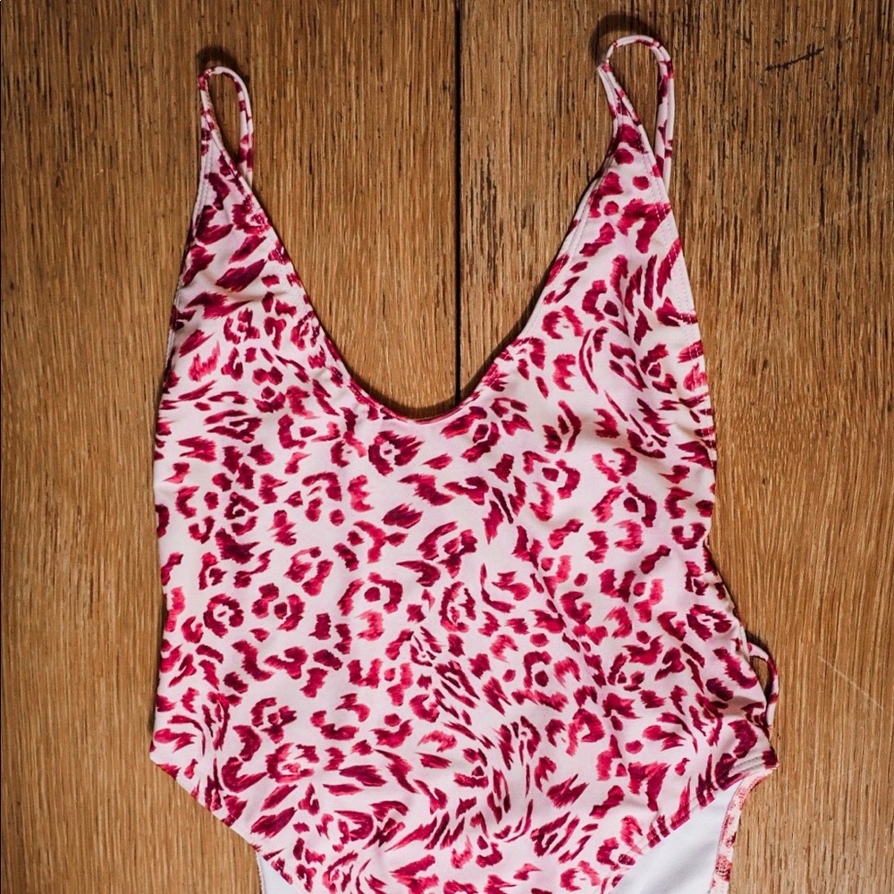 Nasty Gal Pink Leopard One Piece Swimsuit -Size 14